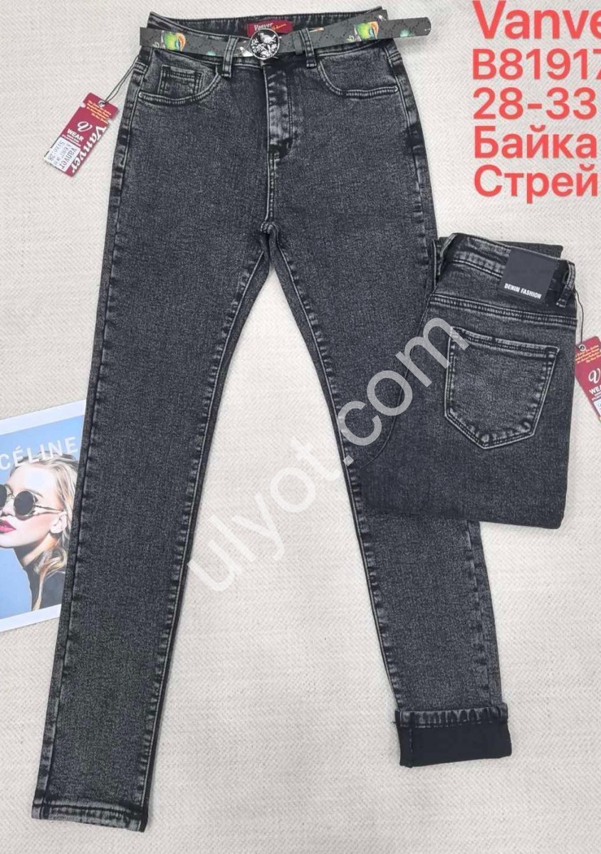 ДЖИНСЫ VANVER (28-33) БАЙКА ГРАФИТ B81917