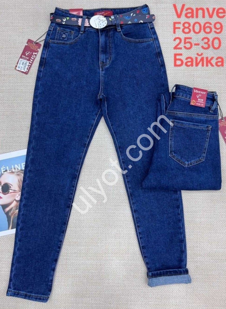 ДЖИНСЫ VANVER (25-30) БАЙКА Т.СИНИЙ F8069