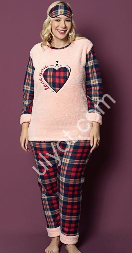 ПІЖАМА (3XL-5XL) ФЛІС ПУДРА 823410