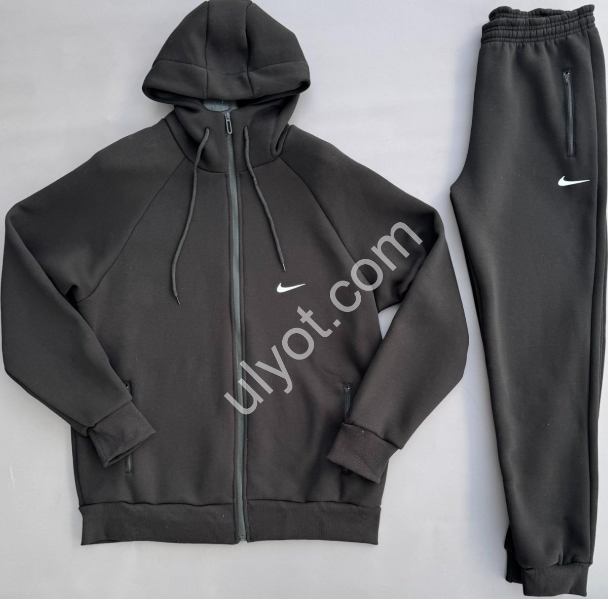 СПОРТ.КОСТЮМ N02 (S-2XL) ФЛИС МАНЖЕТ ЧЕРНЫЙ 