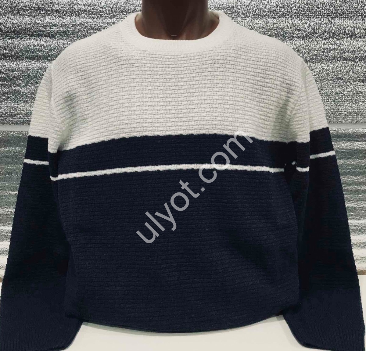 СВІТЕР CASHMERE (L-2XL) ЧОРНИЙ+БІЛИЙ 12160
