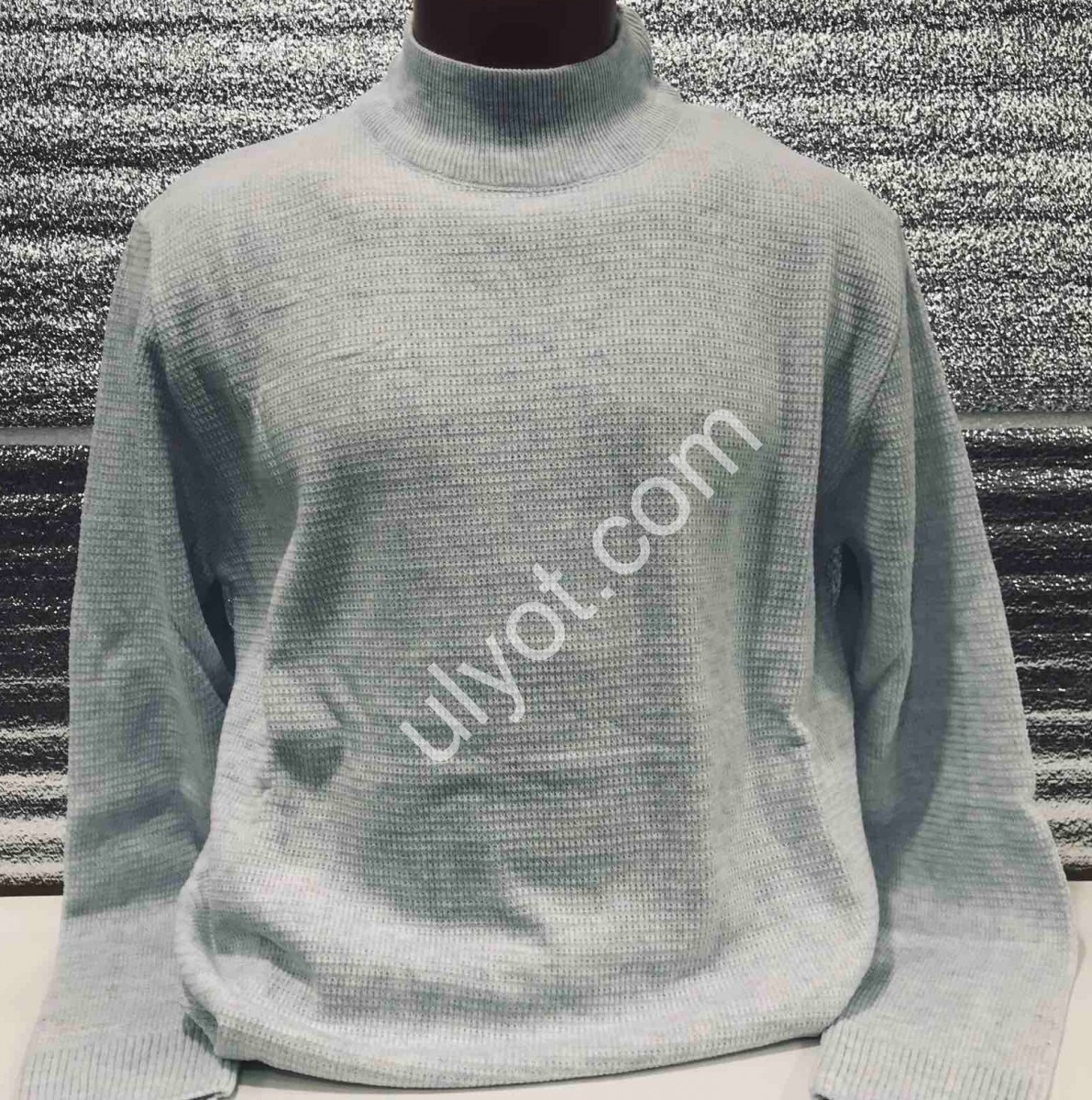 СВІТЕР CASHMERE (L-2XL) СТІЙКА СВ.СІРИЙ 12103