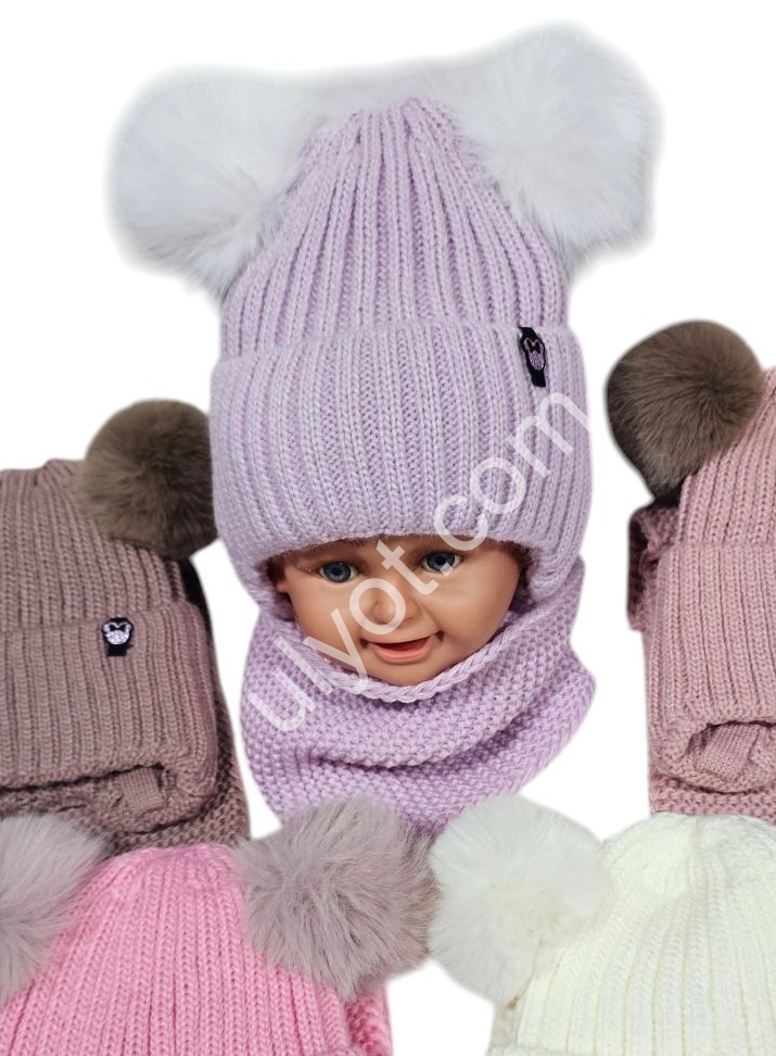 ШАПКА+ХОМУТ-1 (ONE SIZE 48-50) ФЛІС МІКС