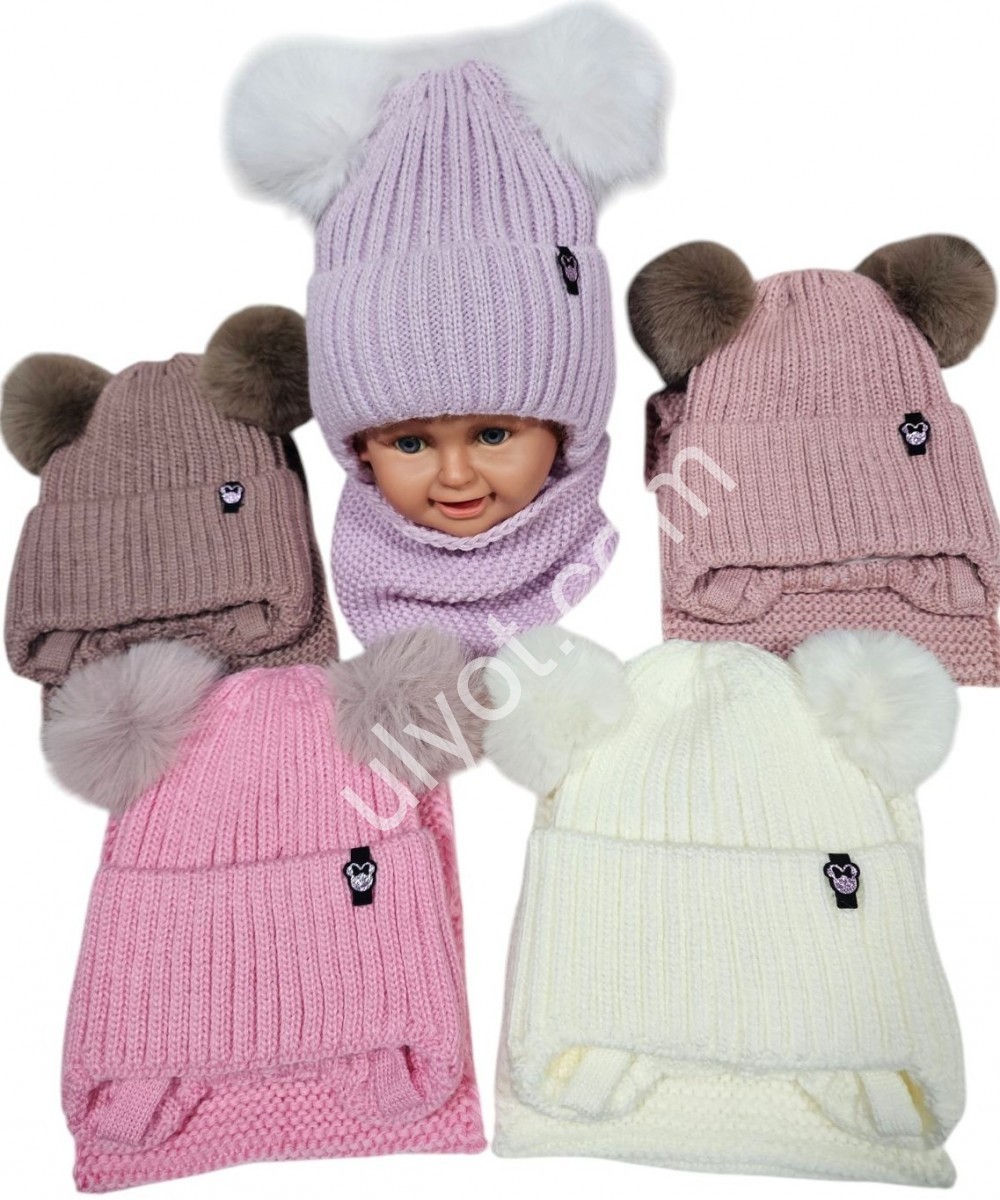 Фото 1 ШАПКА+ХОМУТ-1 (ONE SIZE 48-50) ФЛИС МИКС 