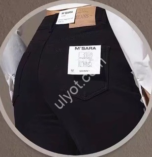 ДЖИНСЫ M.SARA (S-2XL) МЕХ ЧЕРНЫЙ 2705-13