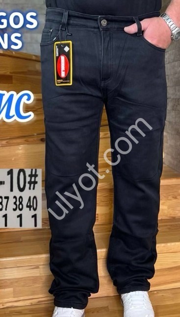 ДЖИНСЫ AVIWGOS (32-40) ФЛИС ЧЕРНЫЙ 039-10-10