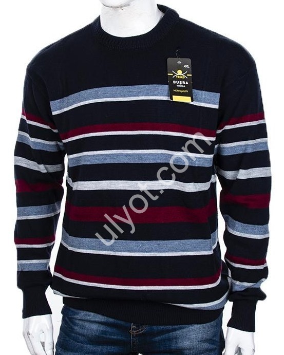 СВИТЕР (3XL-5XL) ЧЕРНЫЙ+ГОЛУБОЙ M914