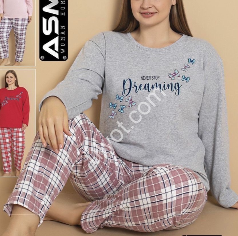 ПИЖАМА (L-4XL) БАЙКА МИКС 16392