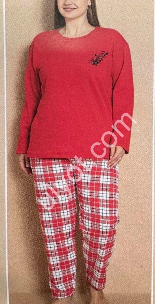 ПИЖАМА (L-4XL) БАЙКА КРАСНЫЙ 16393