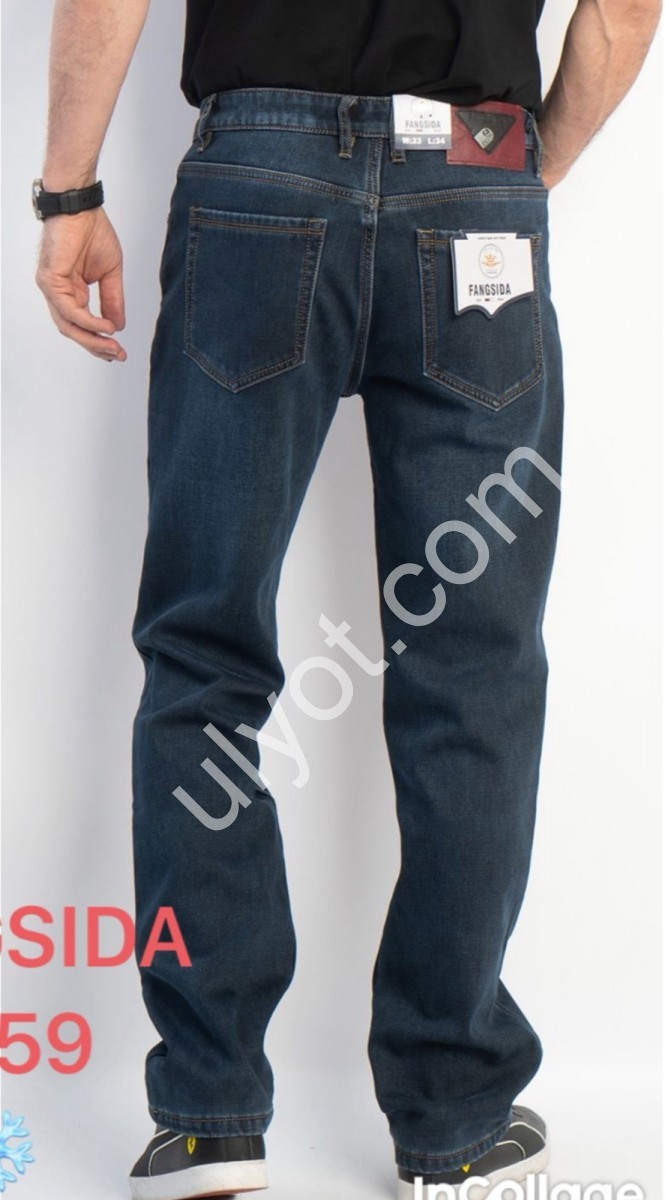 ДЖИНСЫ FANGSIDA (33-38) ФЛИС Т.СИНИЙ 8859