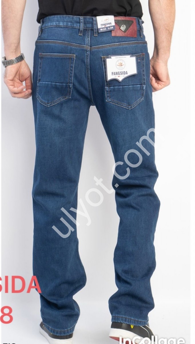 ДЖИНСЫ FANGSIDA (30-38) ФЛИС Т.СИНИЙ 8858