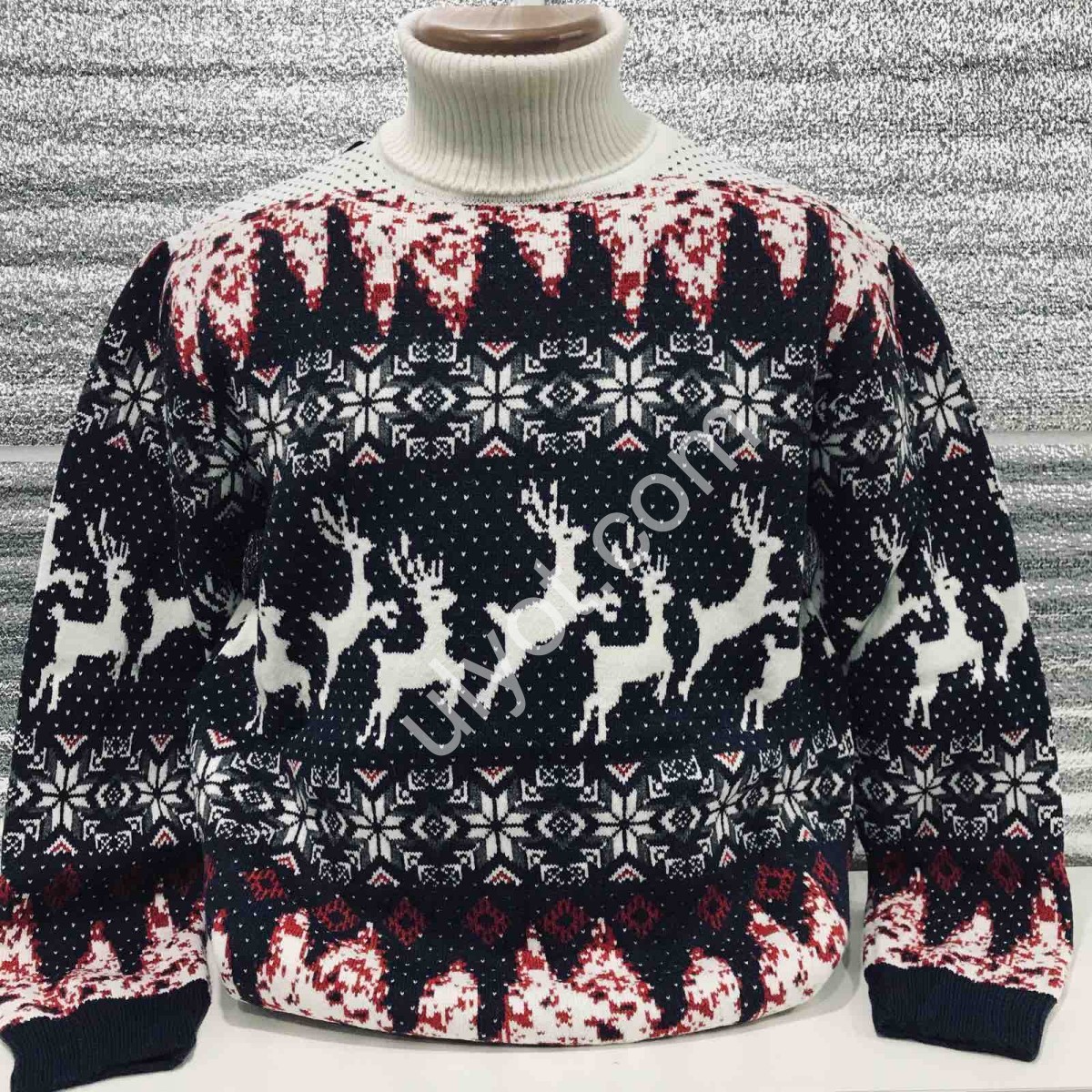 СВИТЕР AYZ (M-XL) ЧЕРНЫЙ+БЕЛЫЙ ПОДВОРОТ 603