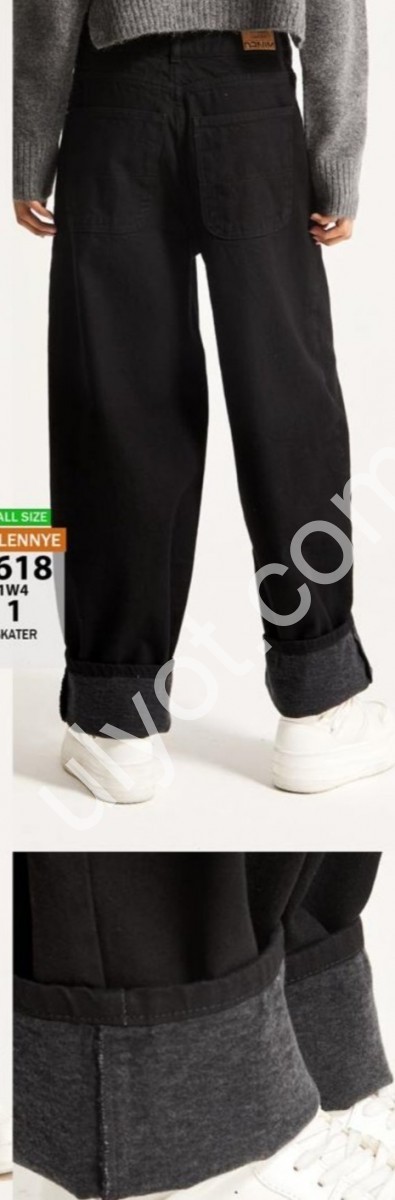 ДЖИНСЫ IT'S BASIC (32-36) БАЙКА ЧЕРНЫЙ 3618/1w4/1