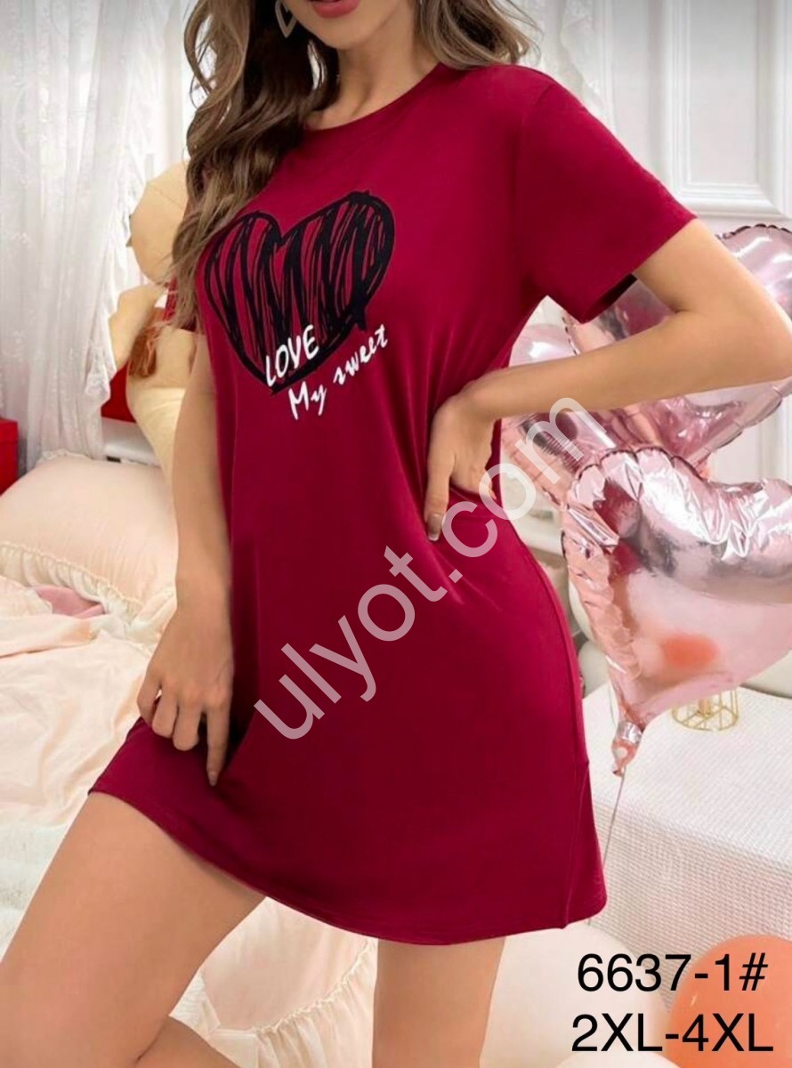 ТУНИКА СЕРДЦЕ (2XL-4XL) МАЛИНА 6637-1