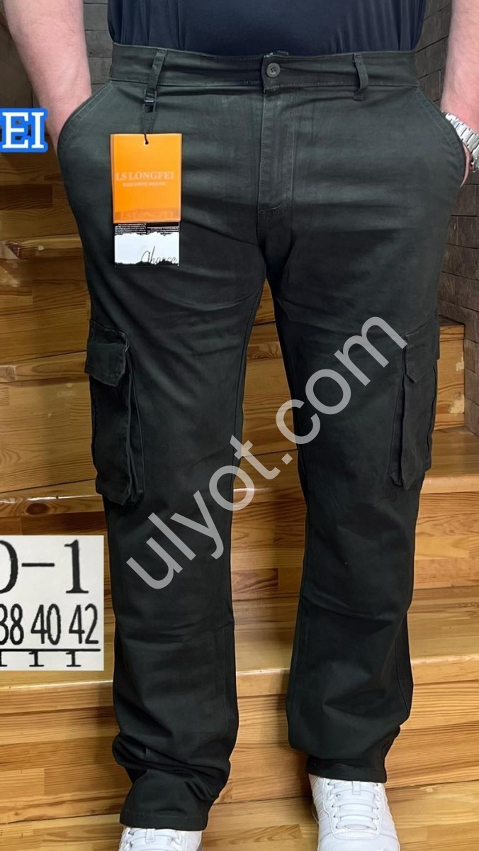 БРЮКИ LONGFEI (32-42) КАРГО ХАКИ 734D-1
