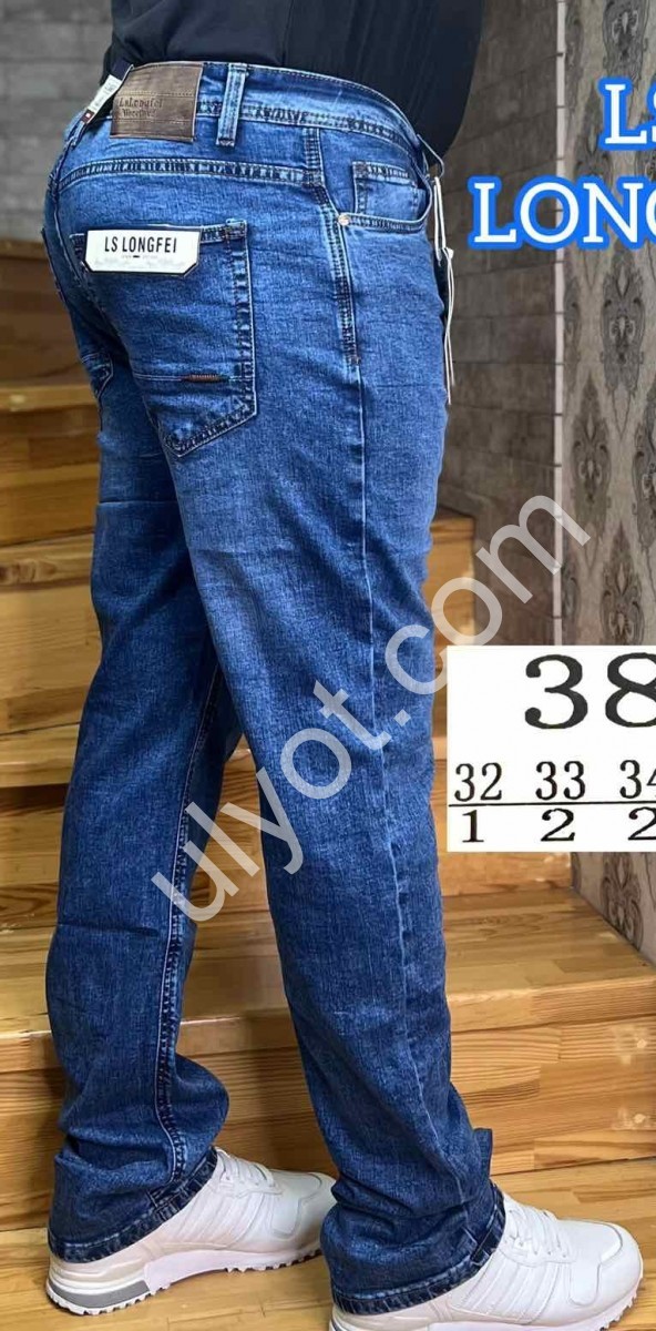 ДЖИНСЫ LONGFEI (32-38) Т.СИНИЙ 381