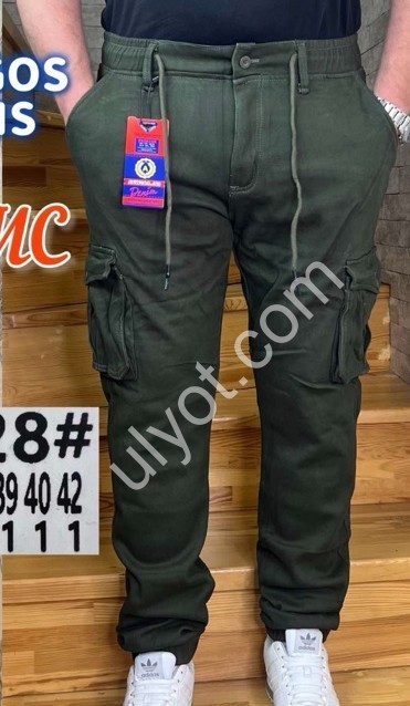 ДЖИНСЫ AVIWGOS (32-42) ФЛИС КАРГО ХАКИ 2128