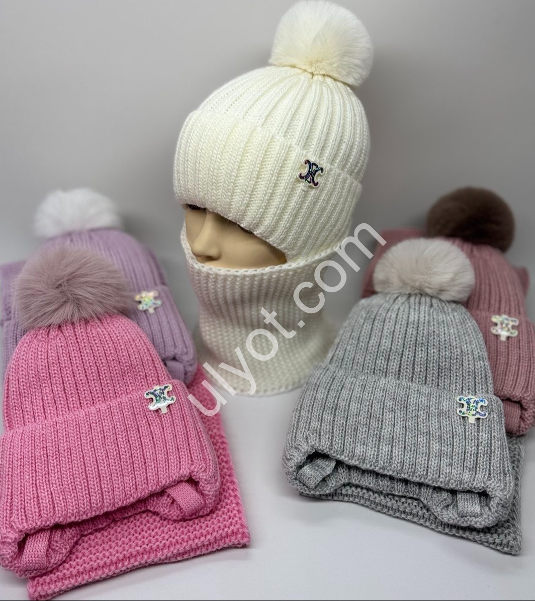 Фото 1 ШАПКА+ХОМУТ1 (ONE SIZE 50-52) ФЛИС МИКС 