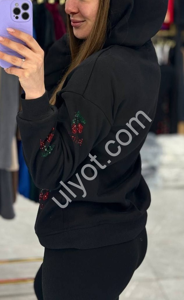 ХУДИ (42-48) ФЛИС ЧЕРНЫЙ 2519