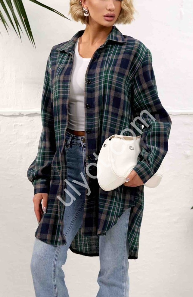 СОРОЧКА (3XL-6XL) ЗЕЛЕНИЙ 7755