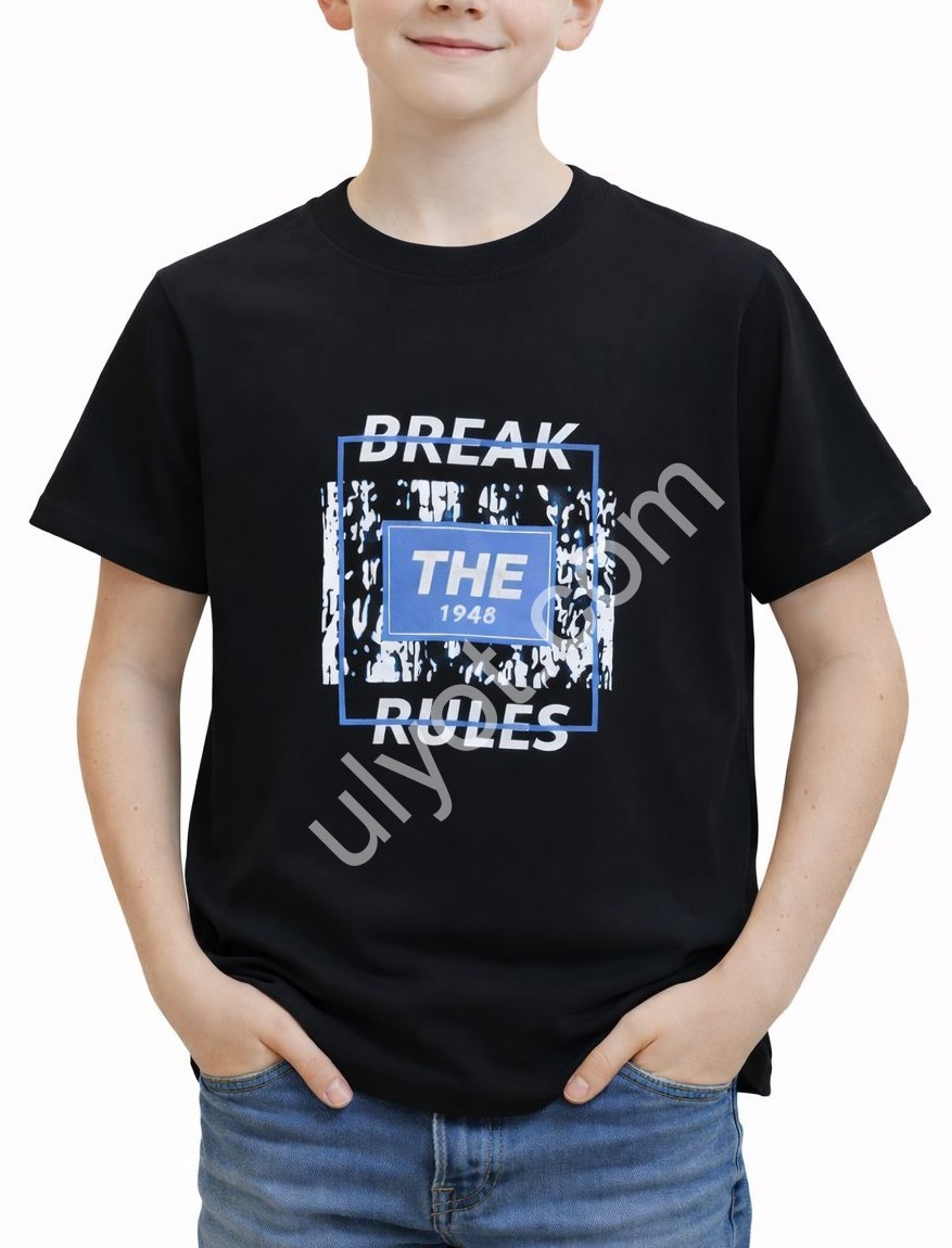 ФУТБОЛКА  (7-12 ЛЕТ) ЧЕРНЫЙ 