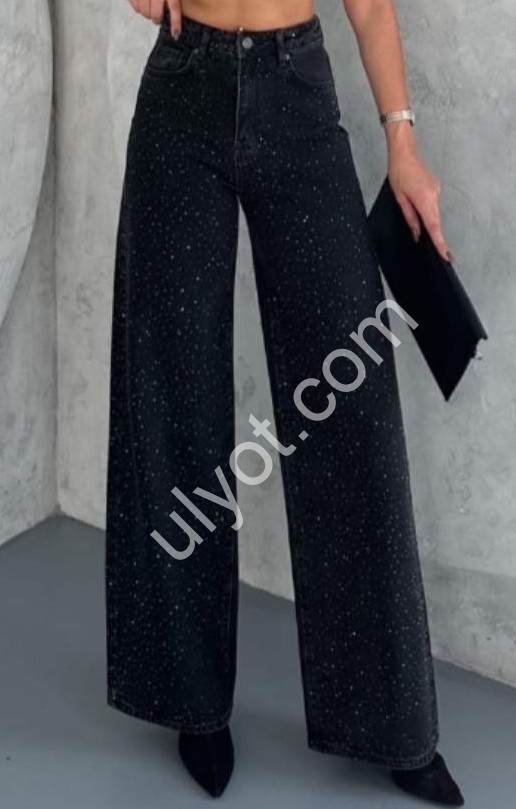 ДЖИНСЫ ZEO BASIC (30-36) СТРАЗЫ ГРАФИТ 5241