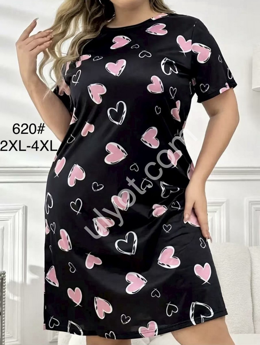 ТУНИКА СЕРДЦА (2XL-4XL) ЧЕРНЫЙ 620