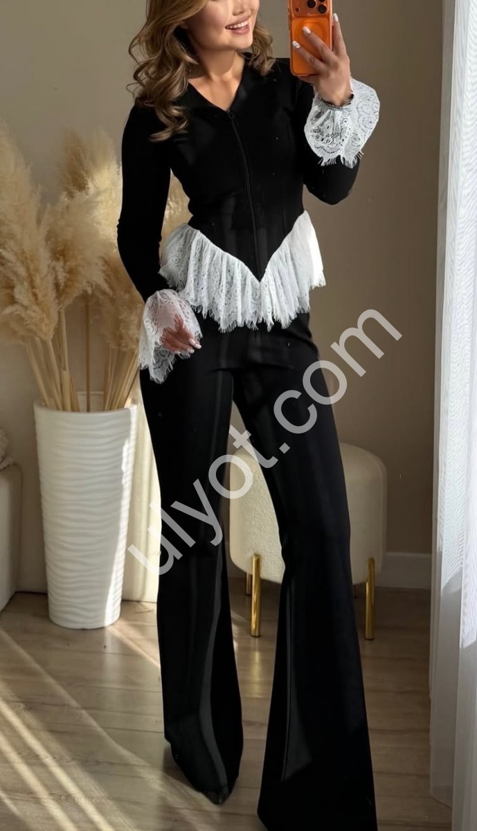 КОСТЮМ (42-48) ЧЕРНЫЙ+БЕЛЫЙ 763