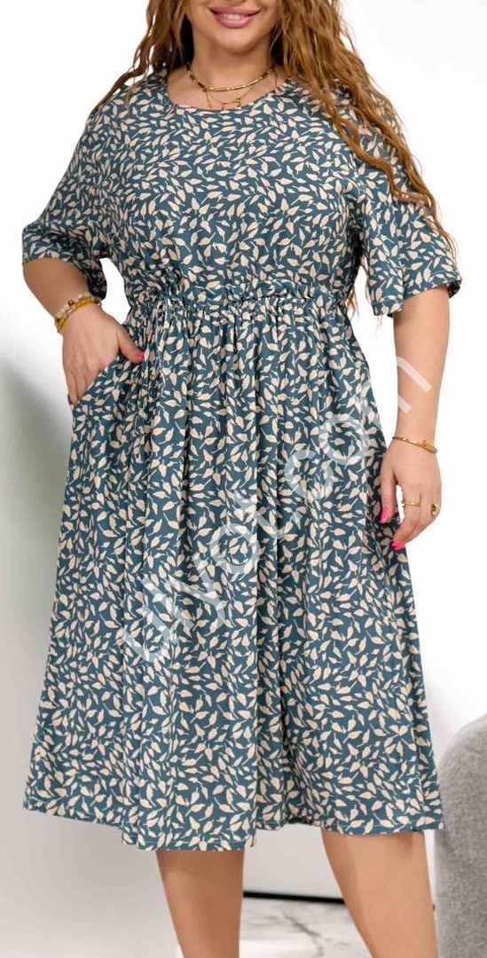 Фото 2 ПЛАТЬЕ JJF (XL-4XL) МОЛОЧНЫЙ+ГОРОХ 