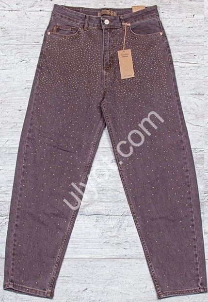 ДЖИНСЫ SASHA (30-36) СТРАЗЫ ШОКОЛАД 2905