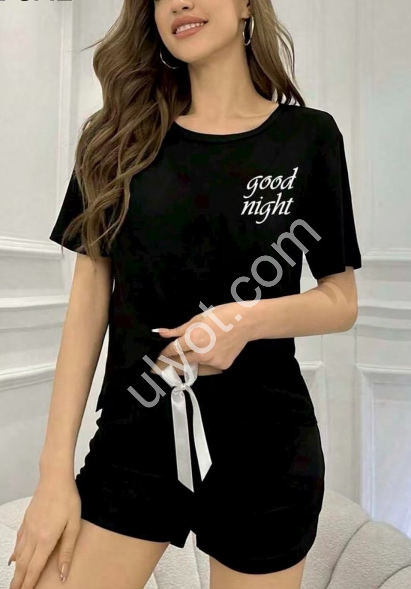 ПІЖАМА (XL-5XL) ЧОРНИЙ 707-1