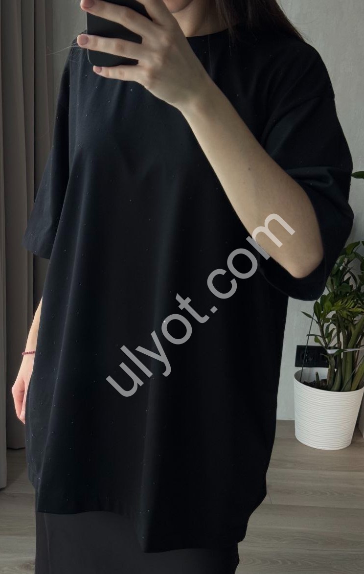 ФУТБОЛКА (42-50) СТРАЗЫ ЧЕРНЫЙ 4264