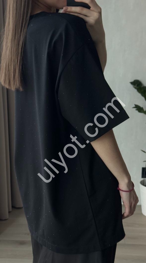 ФУТБОЛКА (42-50) СТРАЗЫ ЧЕРНЫЙ 4264