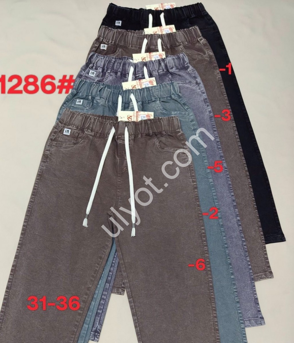 ДЖИНСЫ (31-36) ЗЕЛЕНЫЙ 1286-2