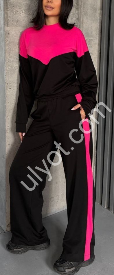 КОСТЮМ (42-52) ЧЕРНЫЙ+МАЛИНА 2532