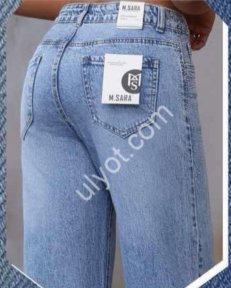 ДЖИНСЫ M.SARA (XS-XL) СТРАЗЫ ГОЛУБОЙ 2625