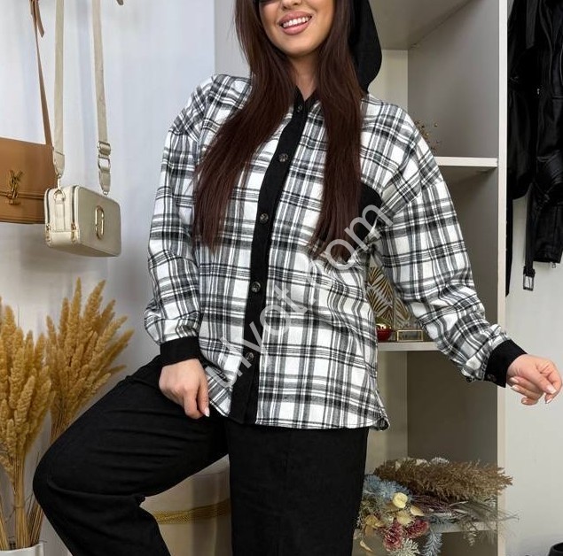 РУБАШКА (50-64) БЕЛЫЙ+ЧЕРНЫЙ 