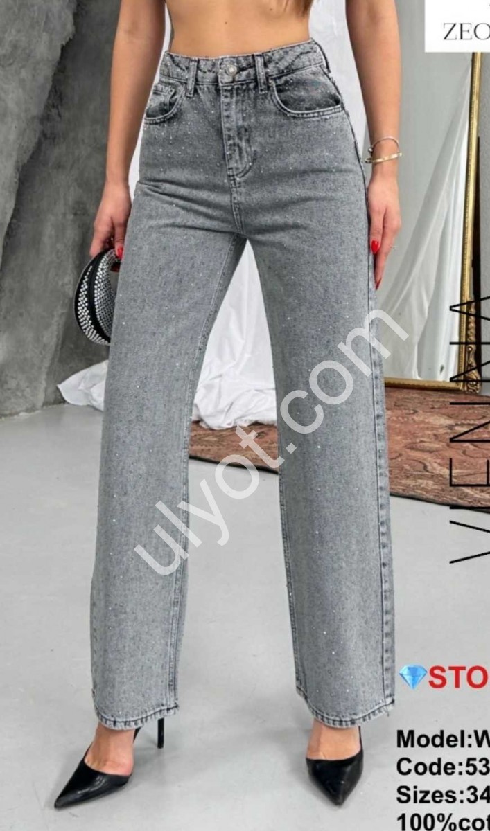 ДЖИНСЫ ZEO BASIC (34-42) СТРАЗЫ СЕРЫЙ 5311