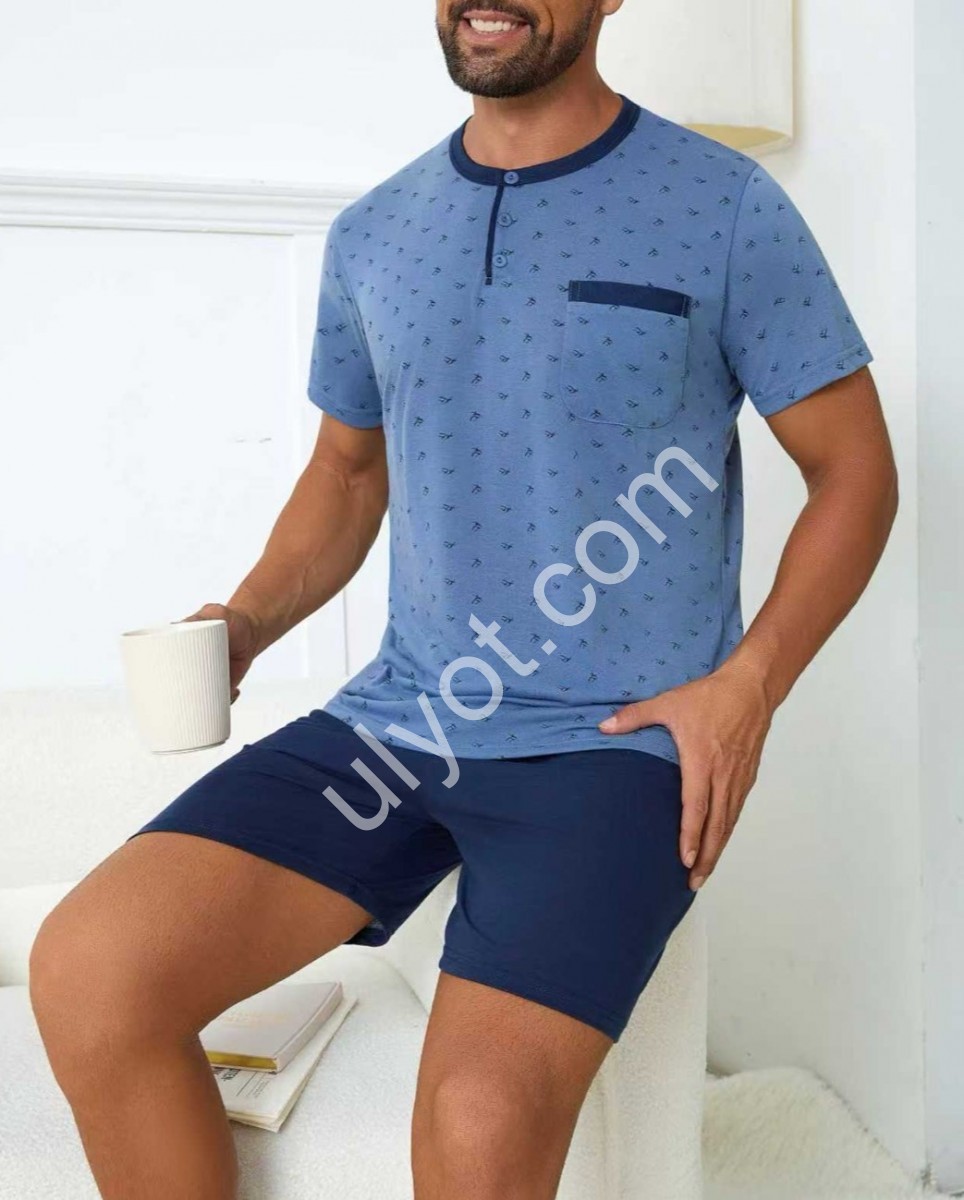 ПИЖАМА (M-3XL) СИНИЙ 70435