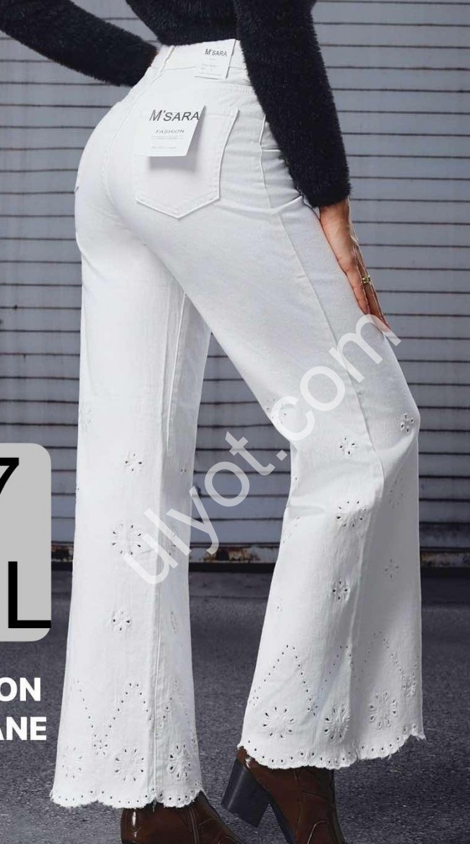 ДЖИНСЫ M.SARA (XS-XL) БЕЛЫЙ 2617