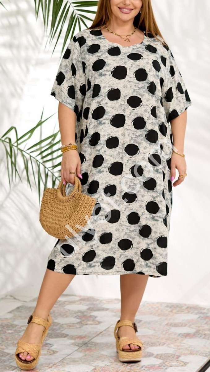 СУКНЯ (XL-4XL) ГОРОХ СВ.СІРИЙ 666