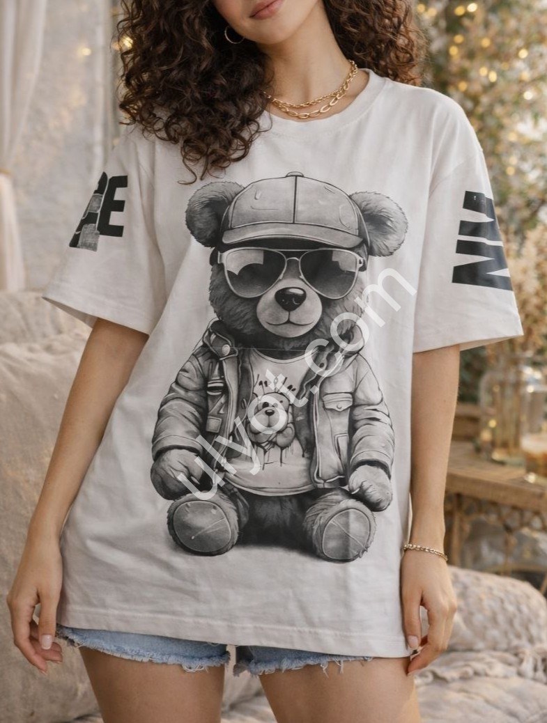 ФУТБОЛКА (ONESIZE 42-46) МИШКА БЕЛЫЙ M40