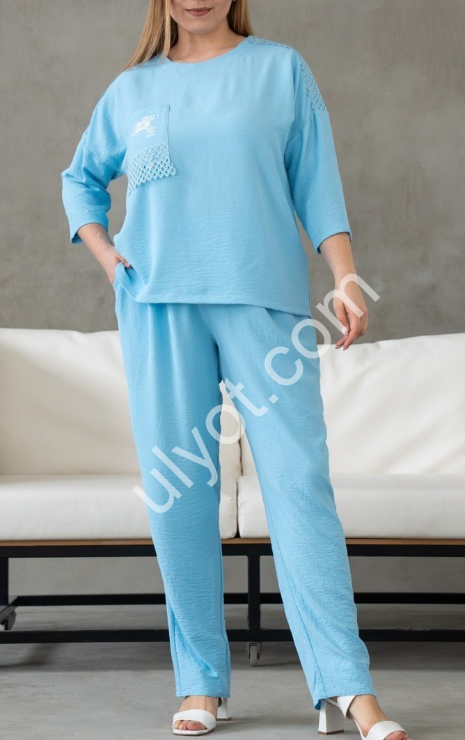 КОСТЮМ (XL-3XL) ПРЯМИЙ БЛАКИТНИЙ