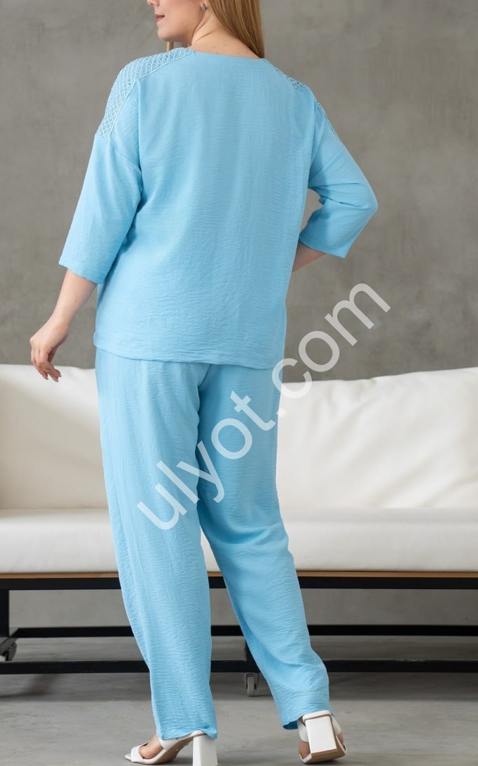 КОСТЮМ (XL-3XL) ПРЯМИЙ БЛАКИТНИЙ