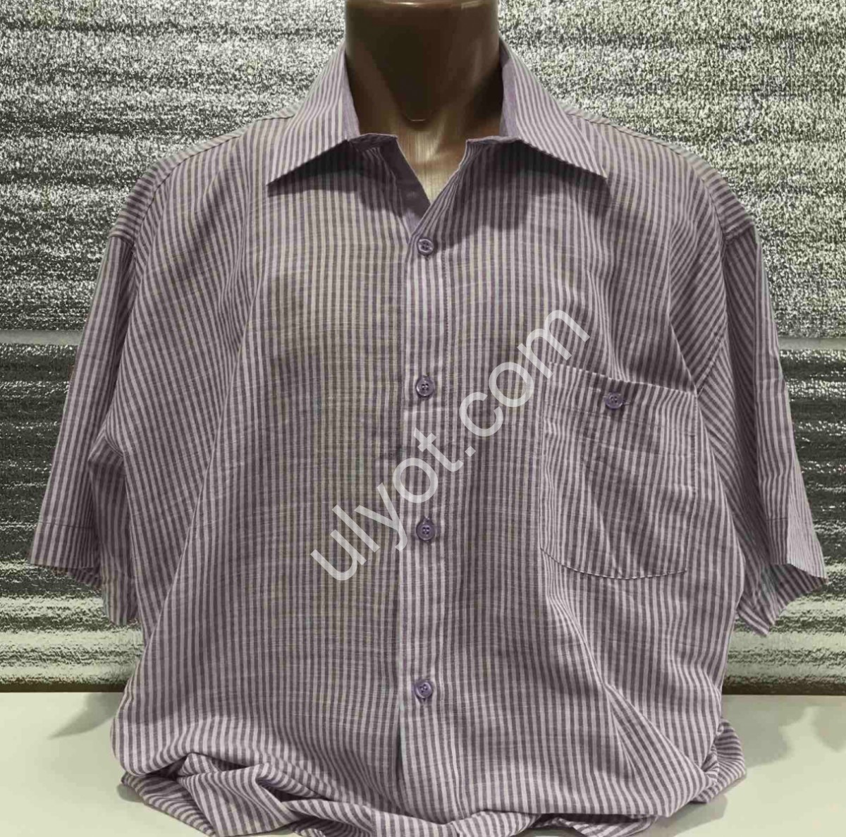 РУБАШКА EMRE (3XL-5XL) ПОЛОСКИ СИРЕНЕВЫЙ 0700