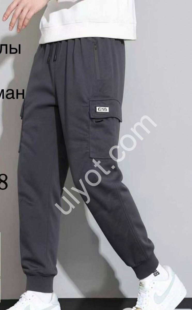 ШТАНЫ (3XL-7XL) МАНЖЕТ Т.СЕРЫЙ 2898
