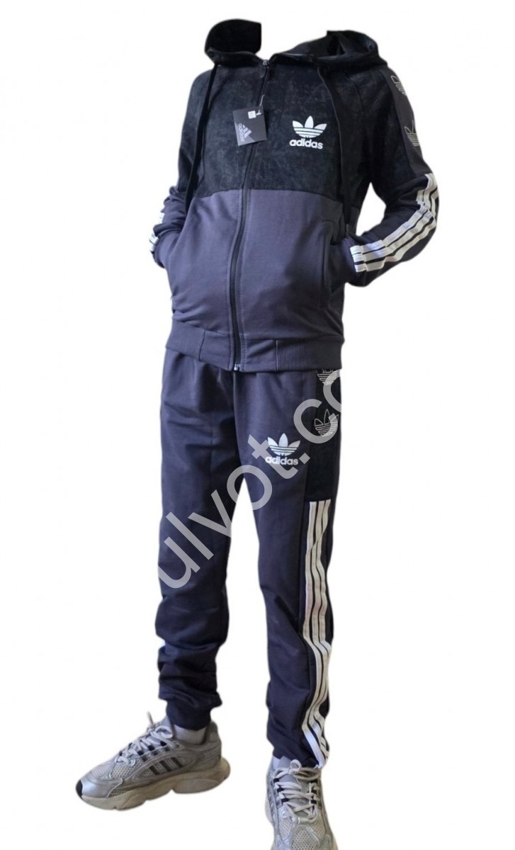 СПОРТ.КОСТЮМ A01 (36-44) МАНЖЕТ СЕРЫЙ+ЧЕРНЫЙ 