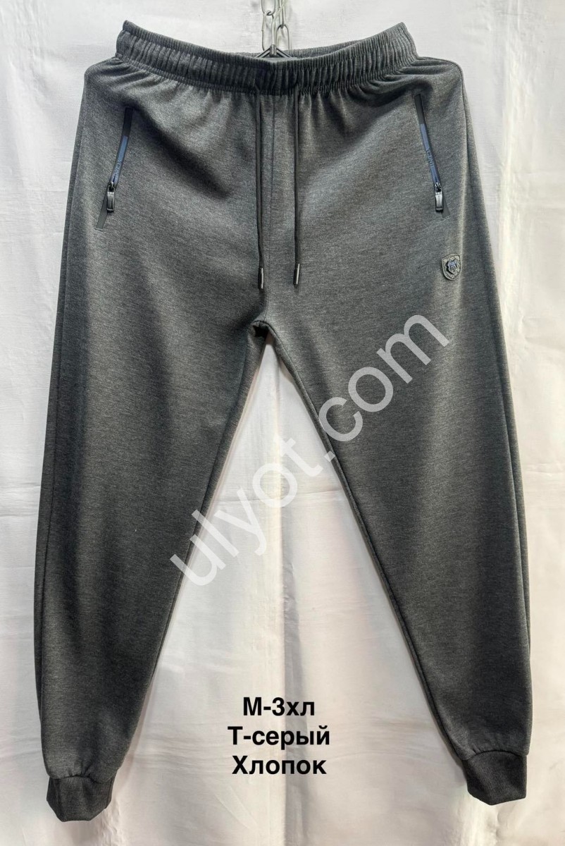 СПОРТ.ШТАНЫ (M-3XL) МАНЖЕТ Т.СЕРЫЙ 2553