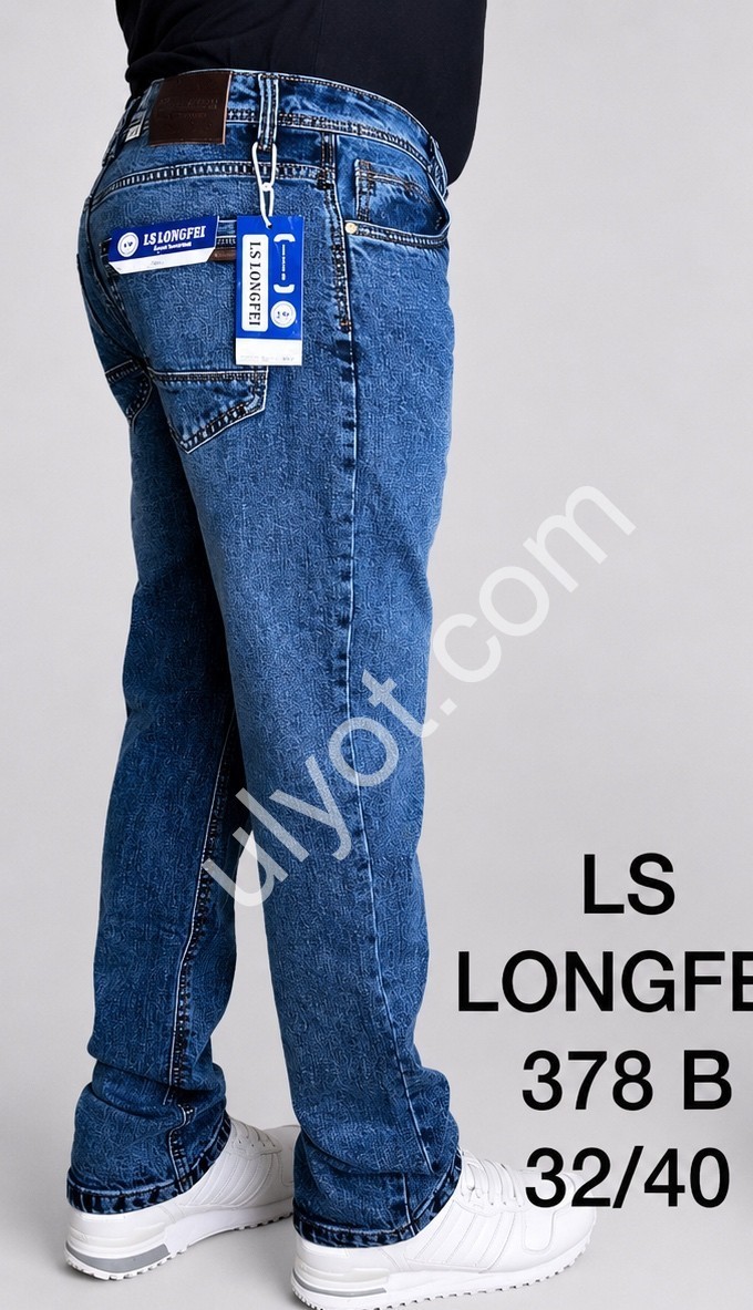 ДЖИНСЫ LONGFEI (32-40) СИНИЙ 378B