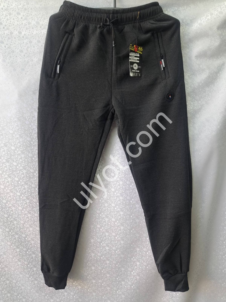 СПОРТ.ШТАНЫ (M-3XL) ФЛИС МАНЖЕТ Т.СЕРЫЙ 2557